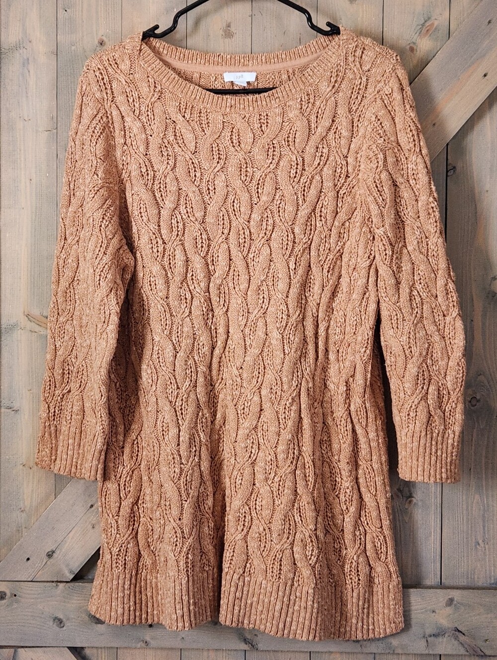 J. Jill Cableknit Tunic Sweater 3/4 Sleeve XL